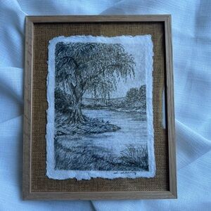 Edge Of Water charcoal drawing framed